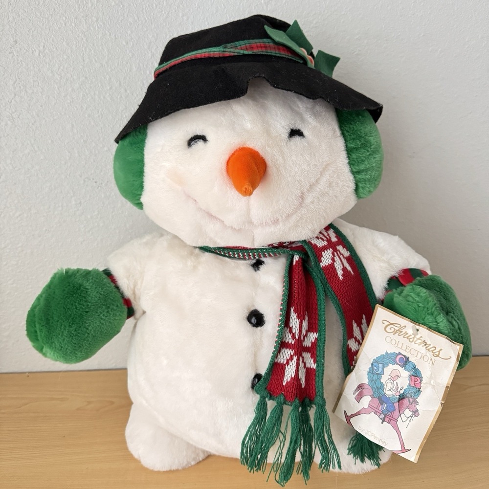 Vintage 90s Large Plush Snowman Stuffed JC Penney Holiday Collection 1993 Xmas